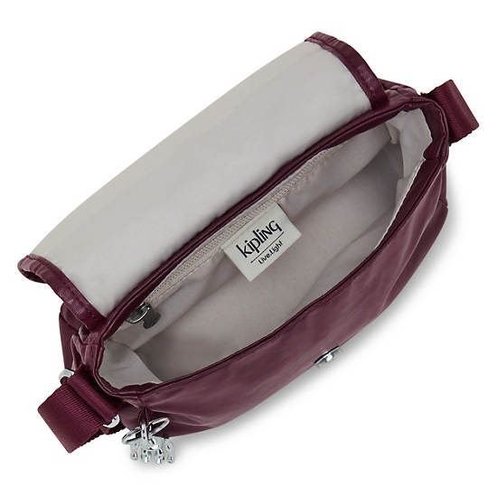 Kipling Sabian Metallic Crossbody Mini Bag Burgundy Lacquer | CA 1351NW